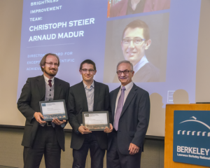 ALD Don DePaolo presents the Director’s Award for Exceptional Scientific Achievement to Christoph Steier and Arnaud Madur.